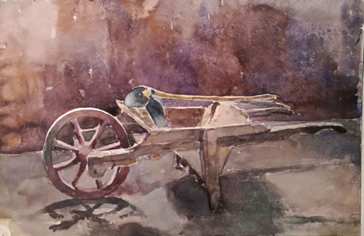 Pirovano Isabella Pavia 1890 -1976 Milano I° 900 acquarelli su carta raffigurante cariola cm.27 x 19